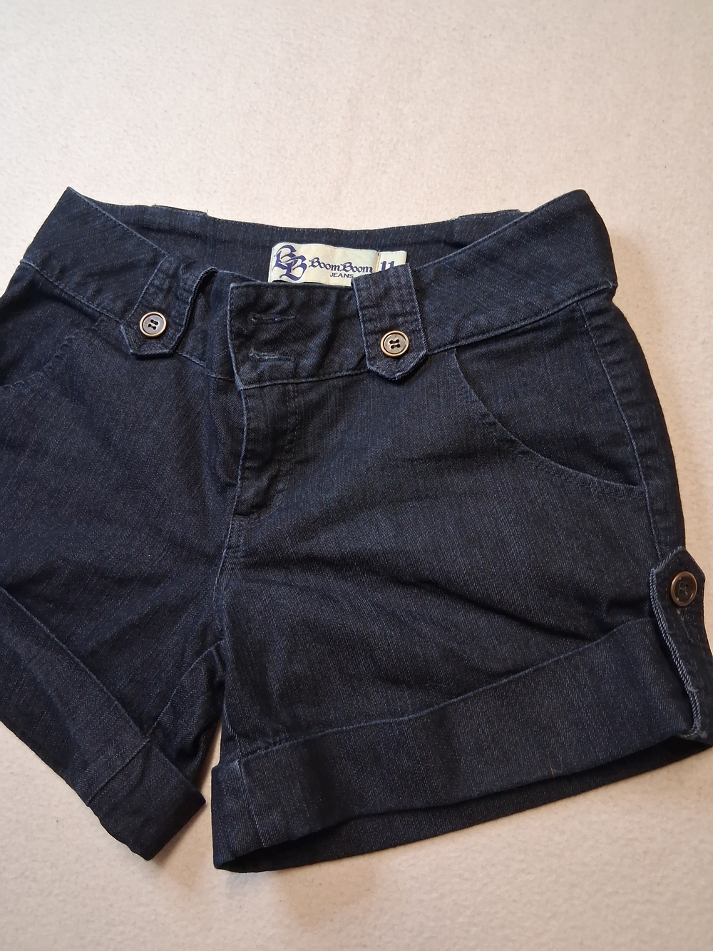 Boom Boom Jeans Navy Rolled Cuff Women's Denim Shorts - Picture 2 of 6